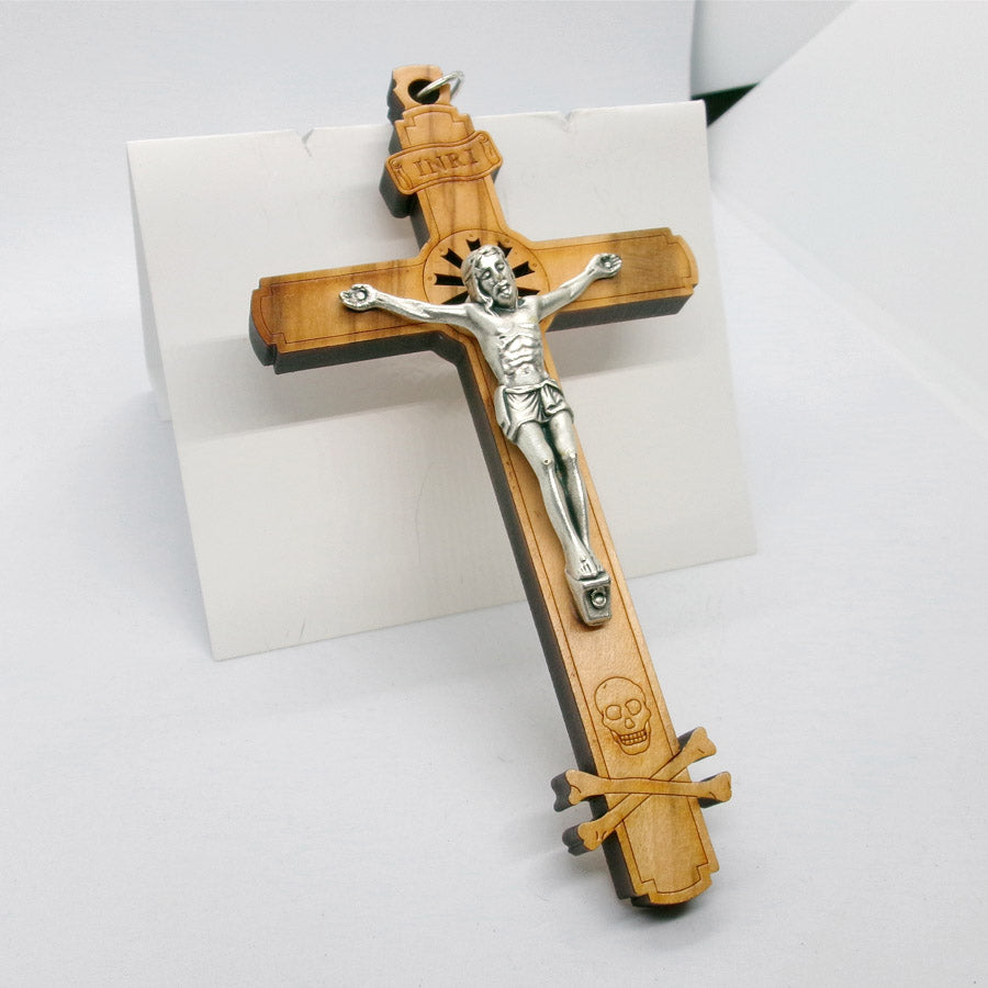 Kelly's Olive Wood Pectoral Crucifix Necklace - Ad Crucem
