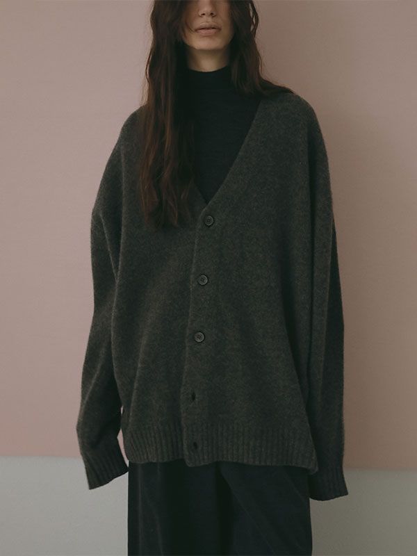 ETRE TOKYO - ミドルゲージVネックニットカーディガン (GREY) | ADDICT