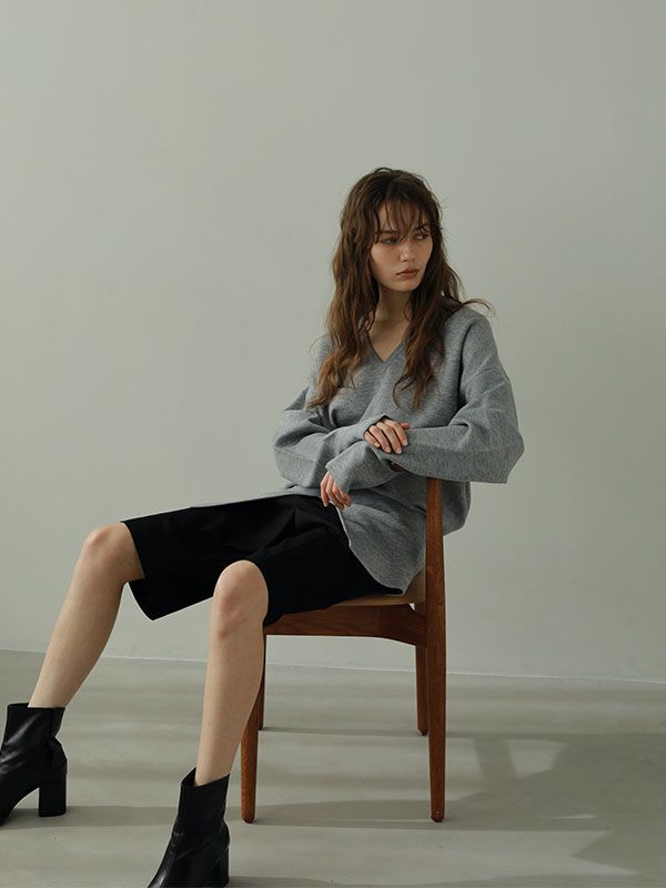 ETRE TOKYO - Wフェイスブラウジングニットプルオーバー - GREY