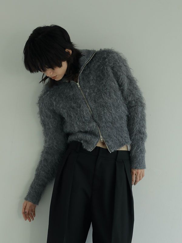 ETRE TOKYO - ジップアップブラッシュニットカーディガン - GREY