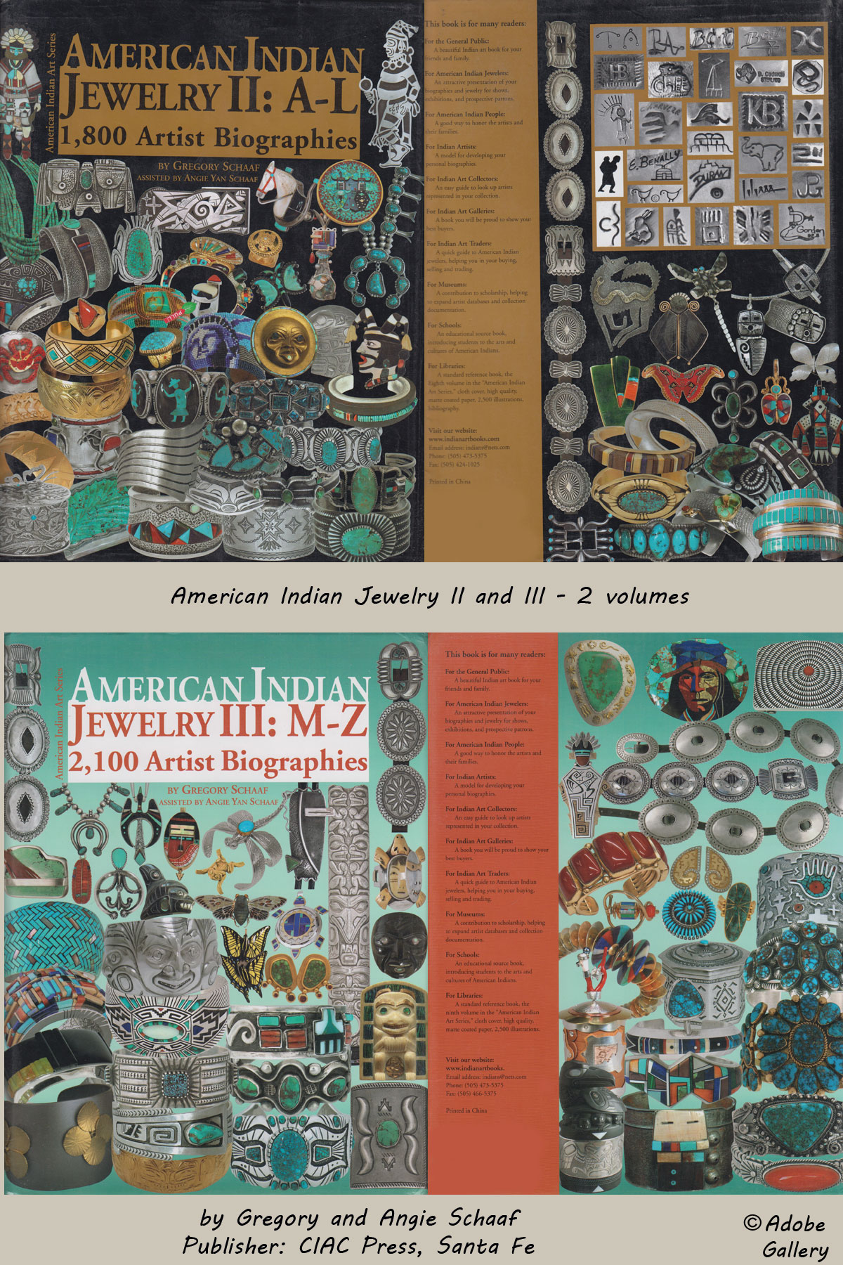 American Indian Jewelry Reference Books PAIR - Adobe Gallery, Santa Fe