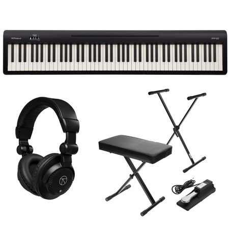 Roland FP-10 88-Key Digital Piano (Black) with Stand, Bench, Pedal
