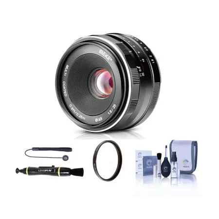 Meike 25mm f/1.8 Lens for Micro Four Thirds, Black with Free