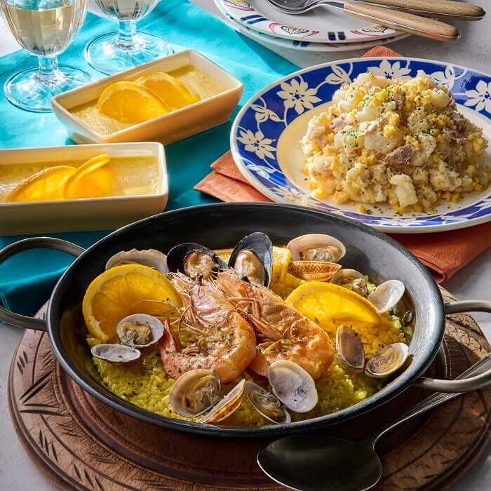 5・6月限定】シーフードパエリアとオレンジプリン |料理教室のABC