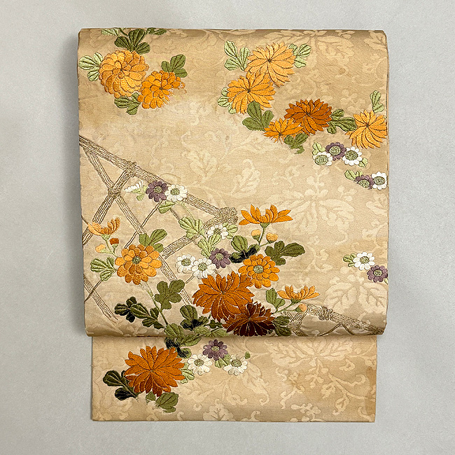 光悦垣文に菊づくし文の刺繍名古屋帯 50,000円(税込)帯24-10-15ご売約
