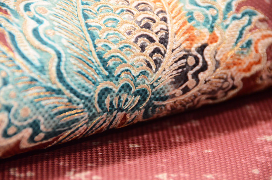 皆川月華作 花唐草文様名古屋帯