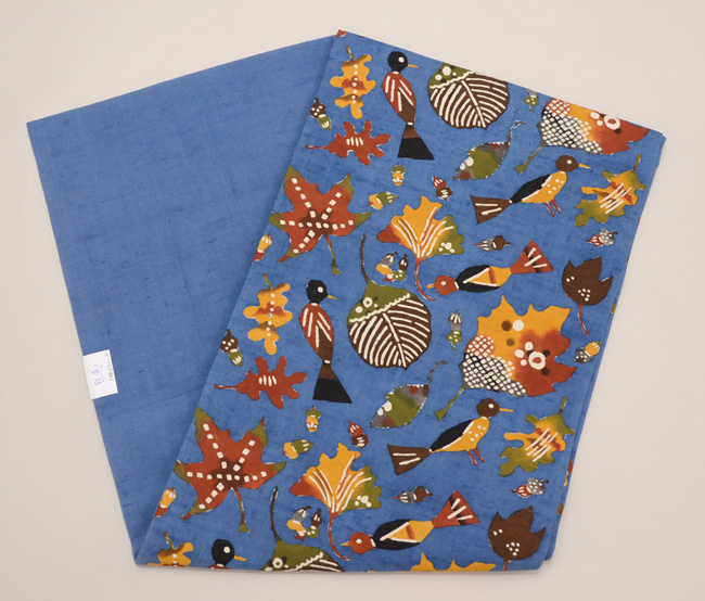 柚木沙弥郎作 鳥と落ち葉とどんぐりの型染名古屋帯