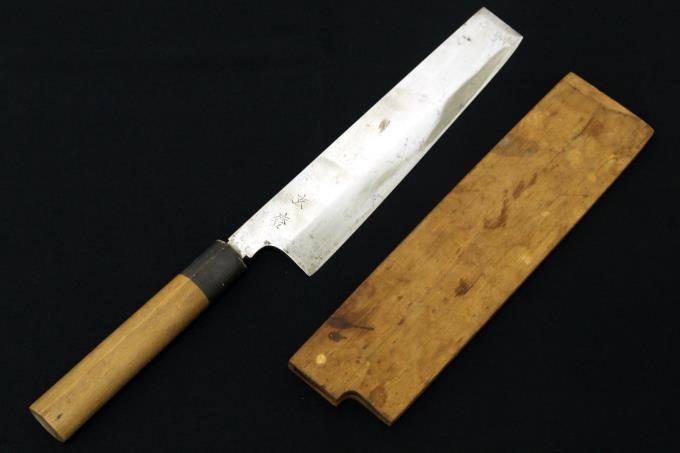 薄刃包丁 八寸 霞 水牛朴栗型柄 白鞘付 【O298】 | 玄磨 | 包丁-アキバ流通
