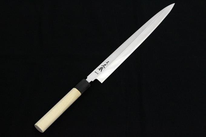 柳刃包丁 尺 霞 銀三鋼 水牛朴栗型柄 GS0430 白鞘・箱付 O711-2L2B