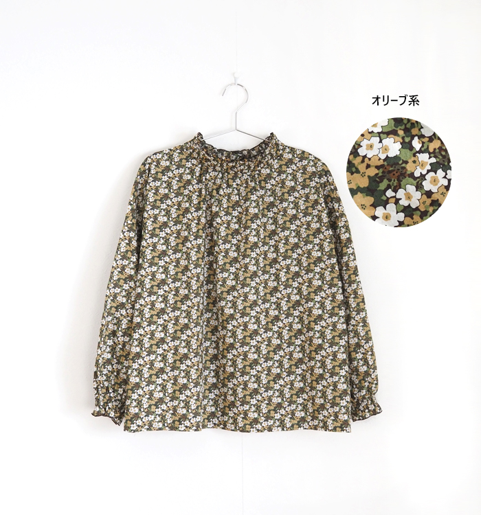 sosotto ソソット リバティプリント2ウェイゴムシャーリングブラウス