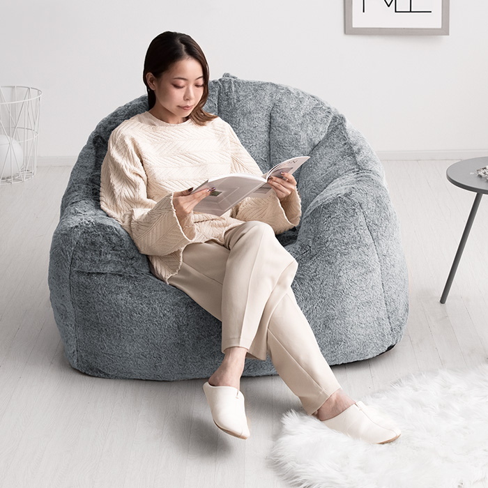 1人掛け クッションソファ 極厚ウレタン 背もたれ付き フェイクファー