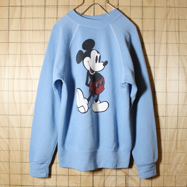 Disneyディズニー/80sUSA製古着/ライトブルー/ミッキーマウスプリント