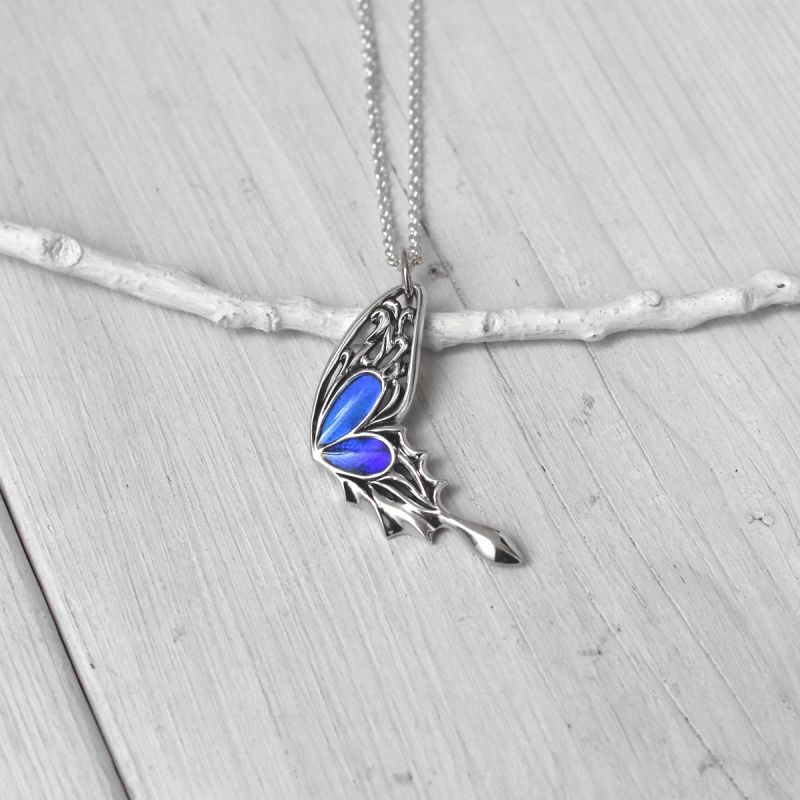 カキカモルフォ 羽ばたく蝶の羽 シルバー925 ペンダント ネックレス