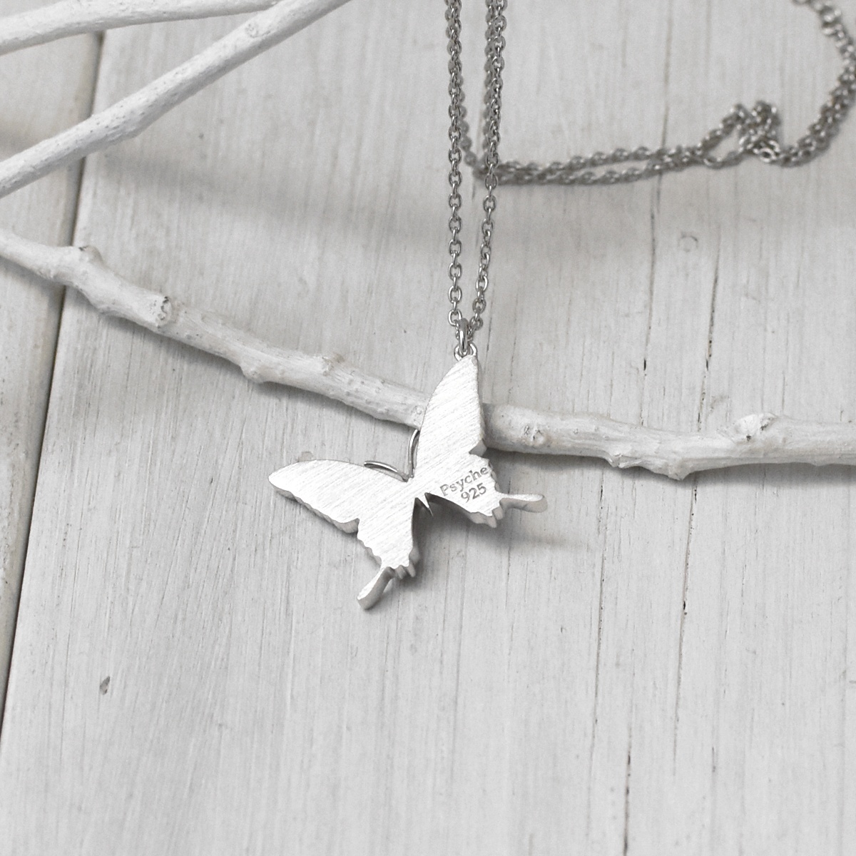 カキカモルフォ 蝶の翅 シルバー925 ペンダント ネックレス【Psyche