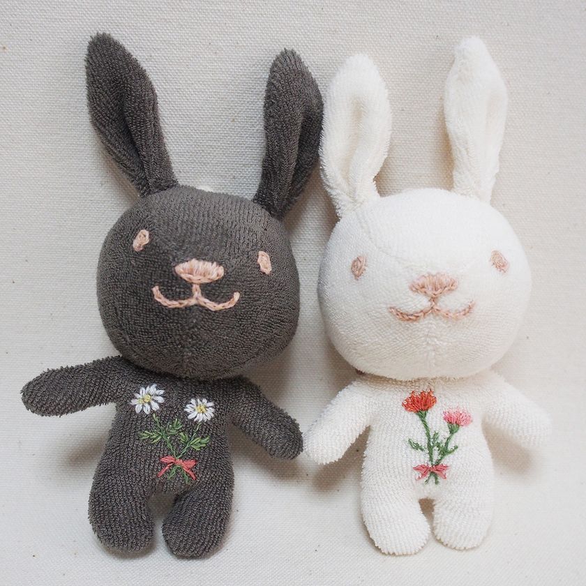 母の日限定・刺繍入りオーガニックコットンのうさぎのぬいぐるみ ぬく