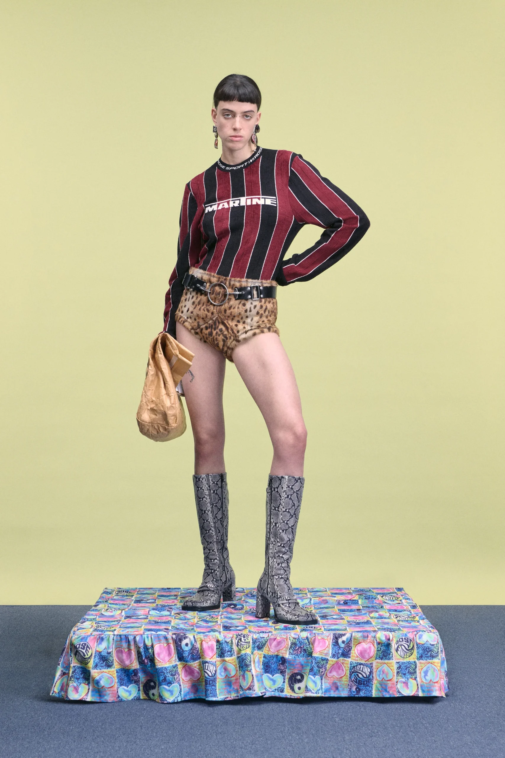 MARTINE ROSE SPORTY LOGO CREW burgundy/black