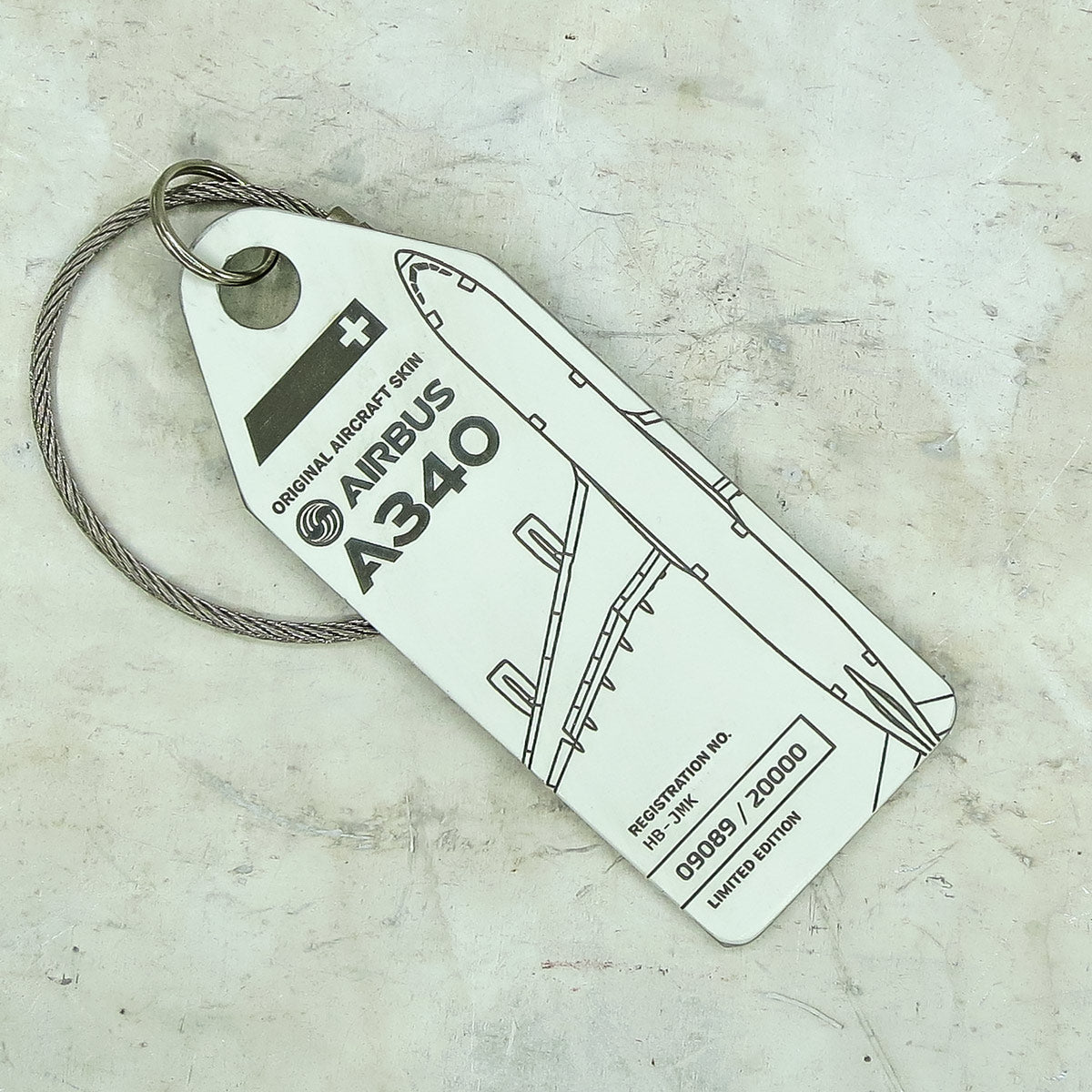 Swiss Airbus A340 - HB-JMK Schlüsselanhänger Weiß – Aviationtag