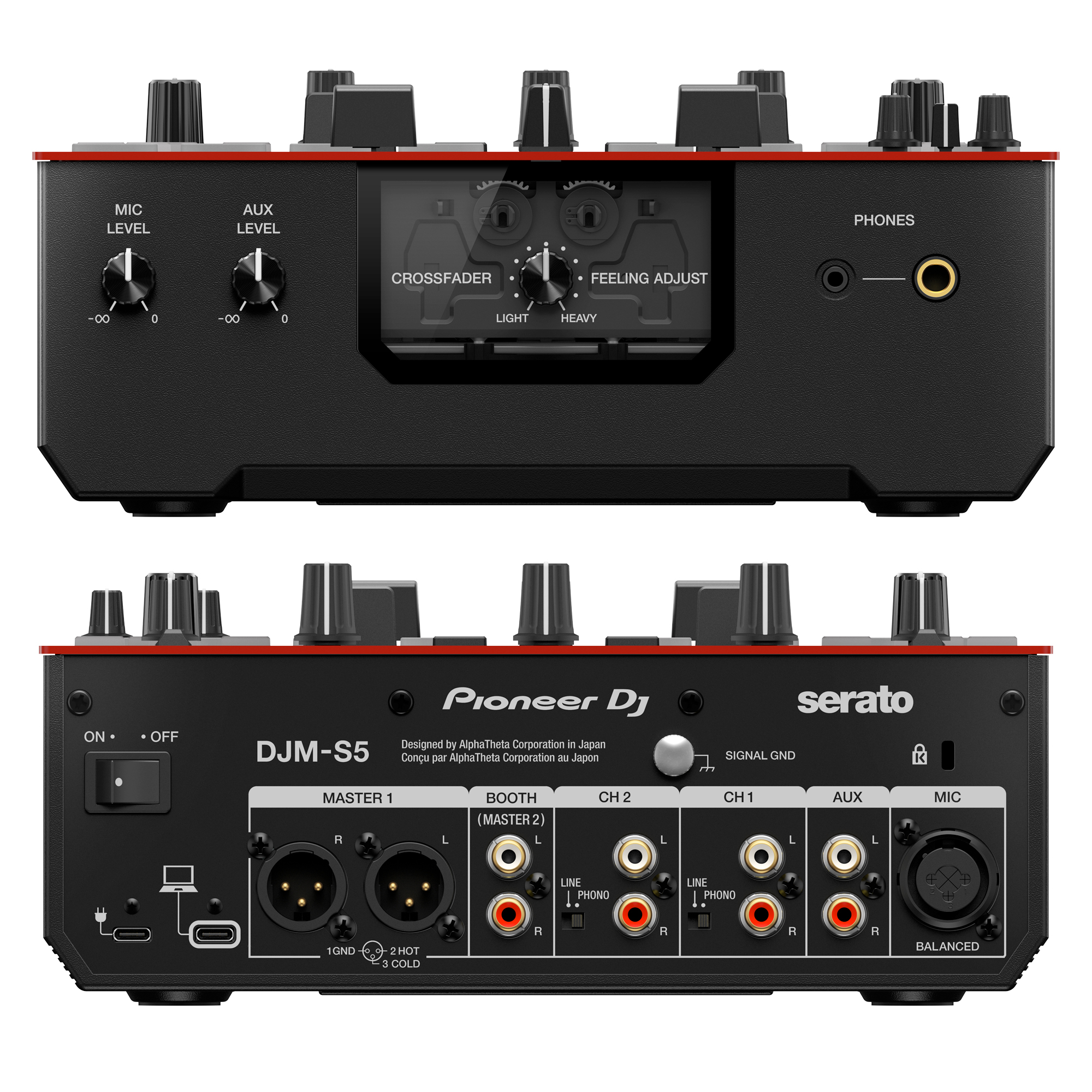 DJM-S5 Scratch Mixer for Serato DJ Pro (Gloss Red)
