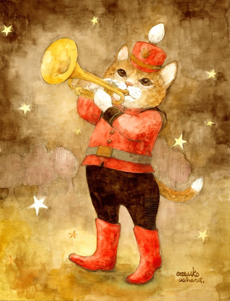 トランペット吹きの猫」 by Anko.｜Artmeter｜暮らしを彩るアートが