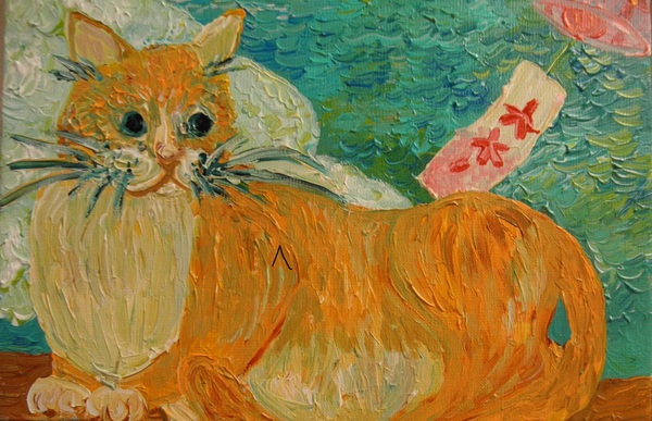 満月と猫～猫の親子～」 by 三日月レモン｜Artmeter｜暮らしを彩る