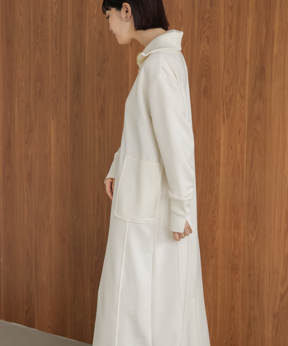 ウールライクメルトンハーフジップワンピース