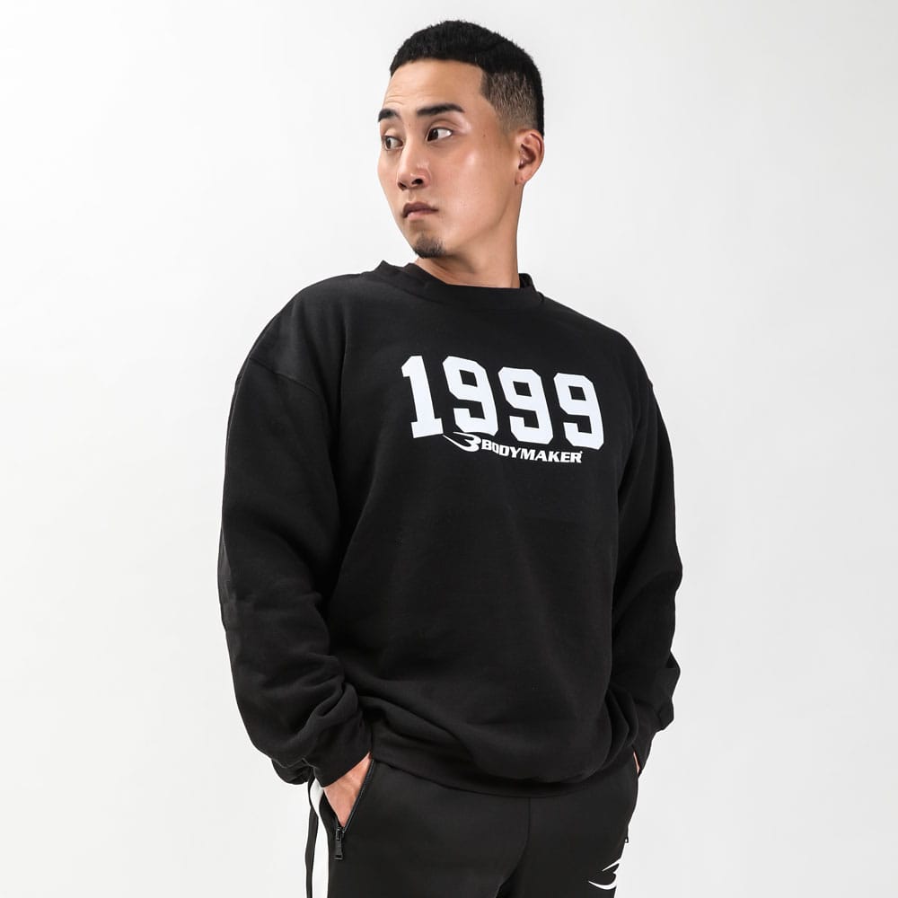 スウェット裏起毛トレーナー 1999ロゴ M ブラック MS225MBK