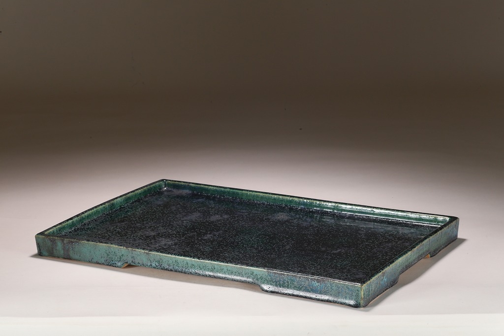 祝峰緑釉長方水盤 | 雨竹亭オンラインショップ