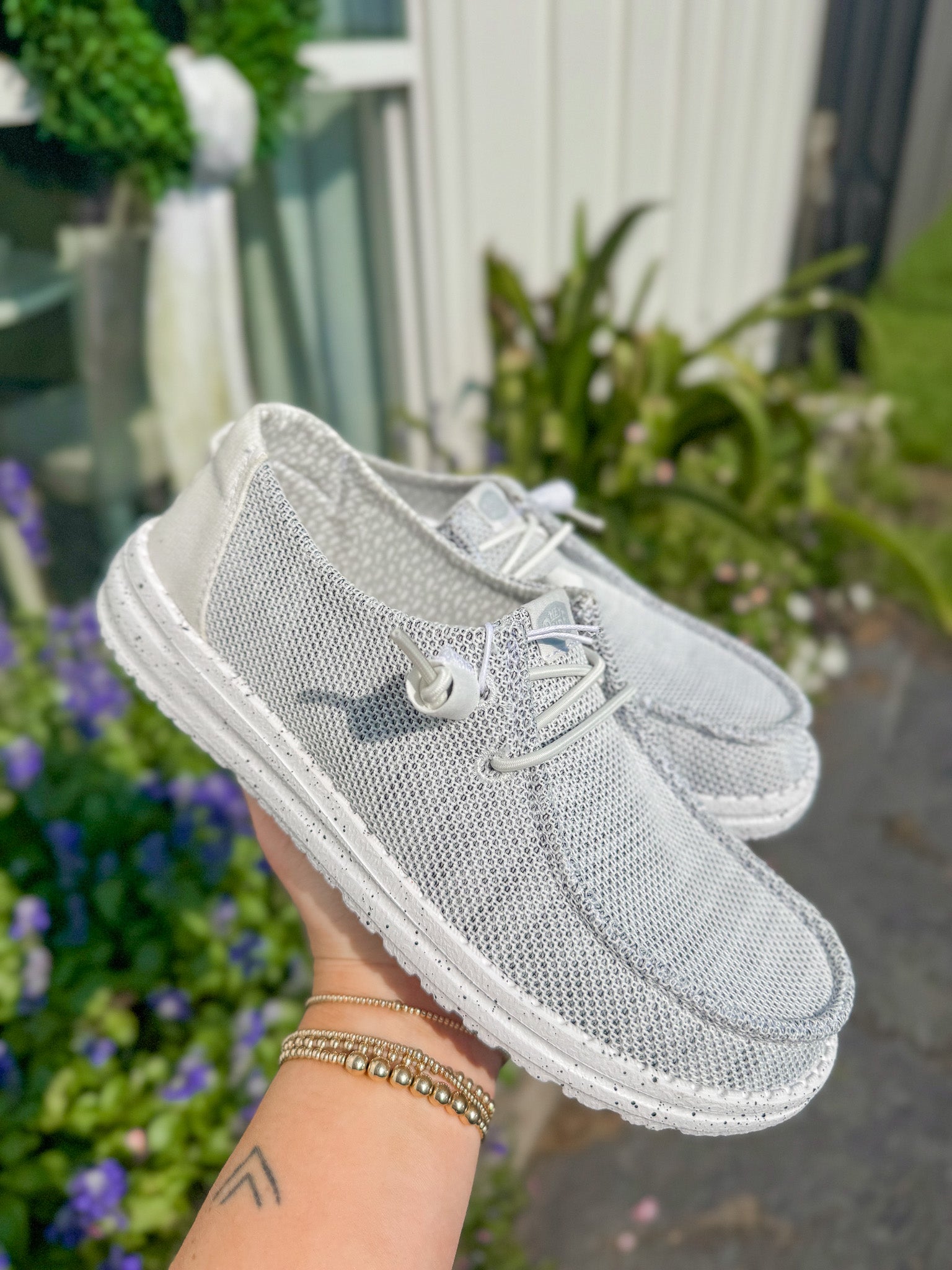 Women's Hey Dude Wendy Stretch Sox Stone White – Boot Country