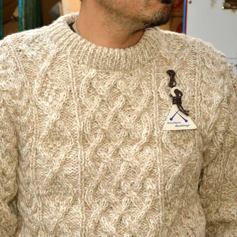 PHERROW'S ケーブルニットセーター L ベージュ PHERROW'S フェローズ