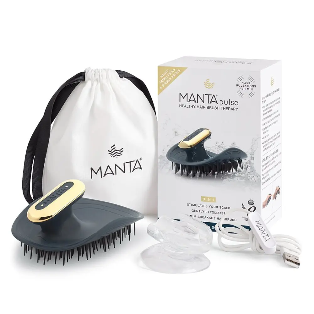 Manta Pulse Healthy Hair Brush Therapy - with Shower Holder