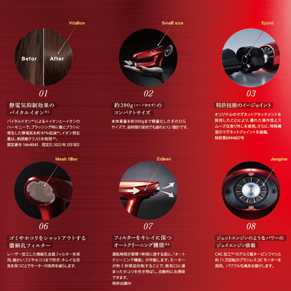 エレガンジェットヘアドライヤーAD-BS01EX（1400W）オーシャンホワイト