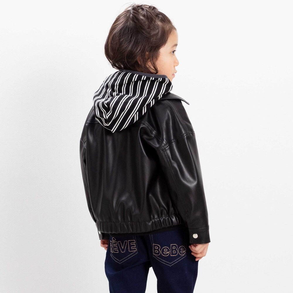 フェイクレザージップブルゾン(100~160cm)(100cm ブラック