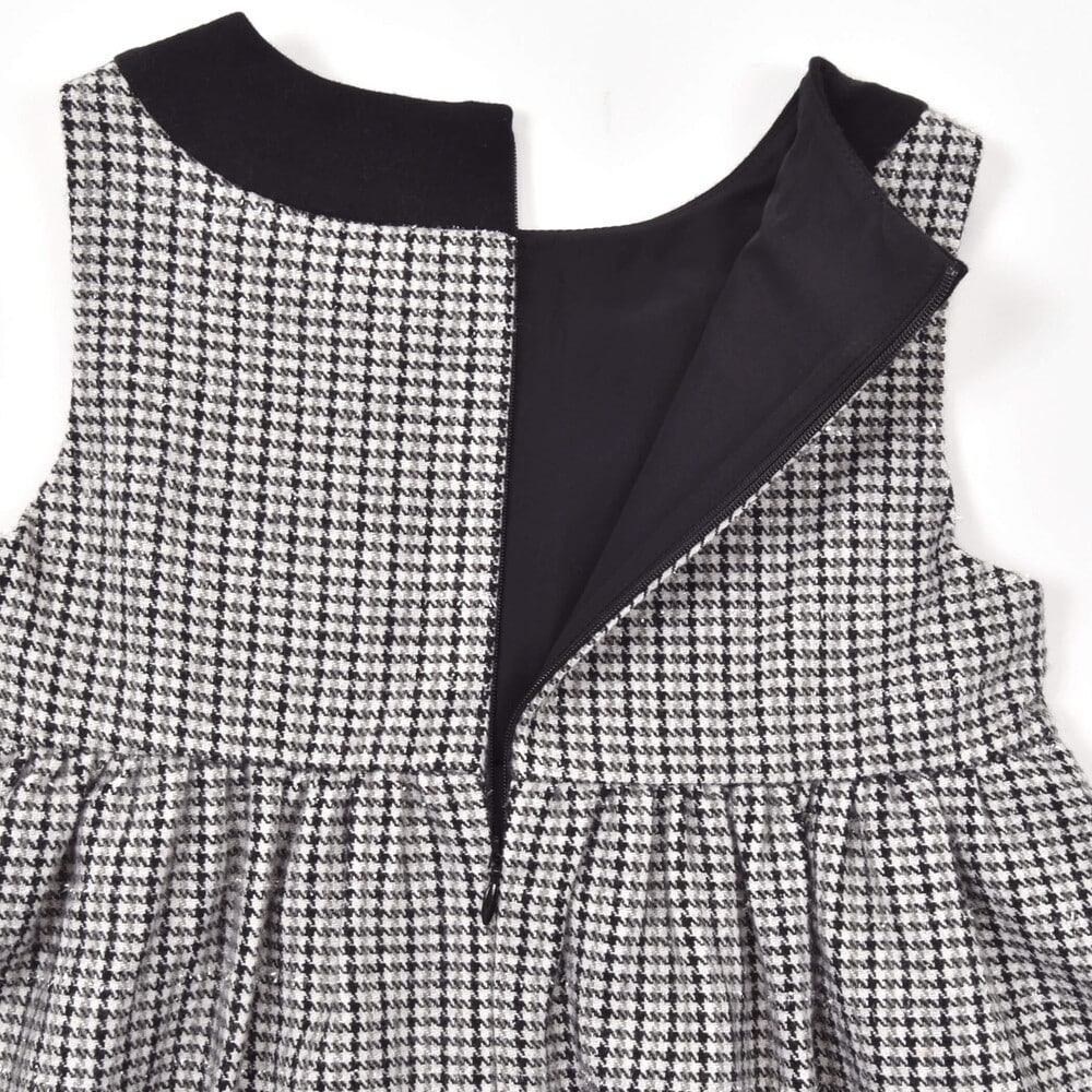 お揃い】ラメ千鳥格子ジャンパースカート(90~150cm)(90cm ブラック系