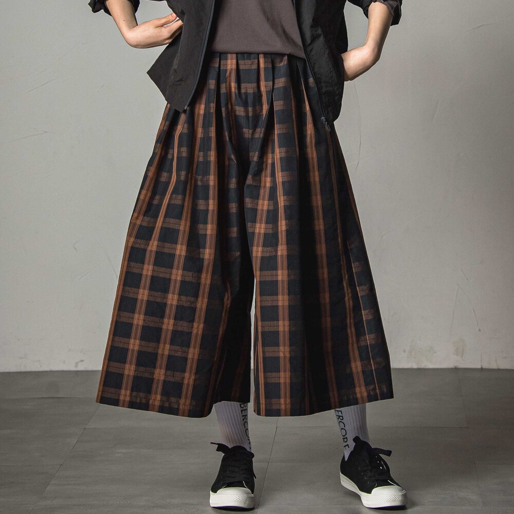 タータンチェック柄ガウチョパンツ大人親子お揃い(145~160cm)(M(145