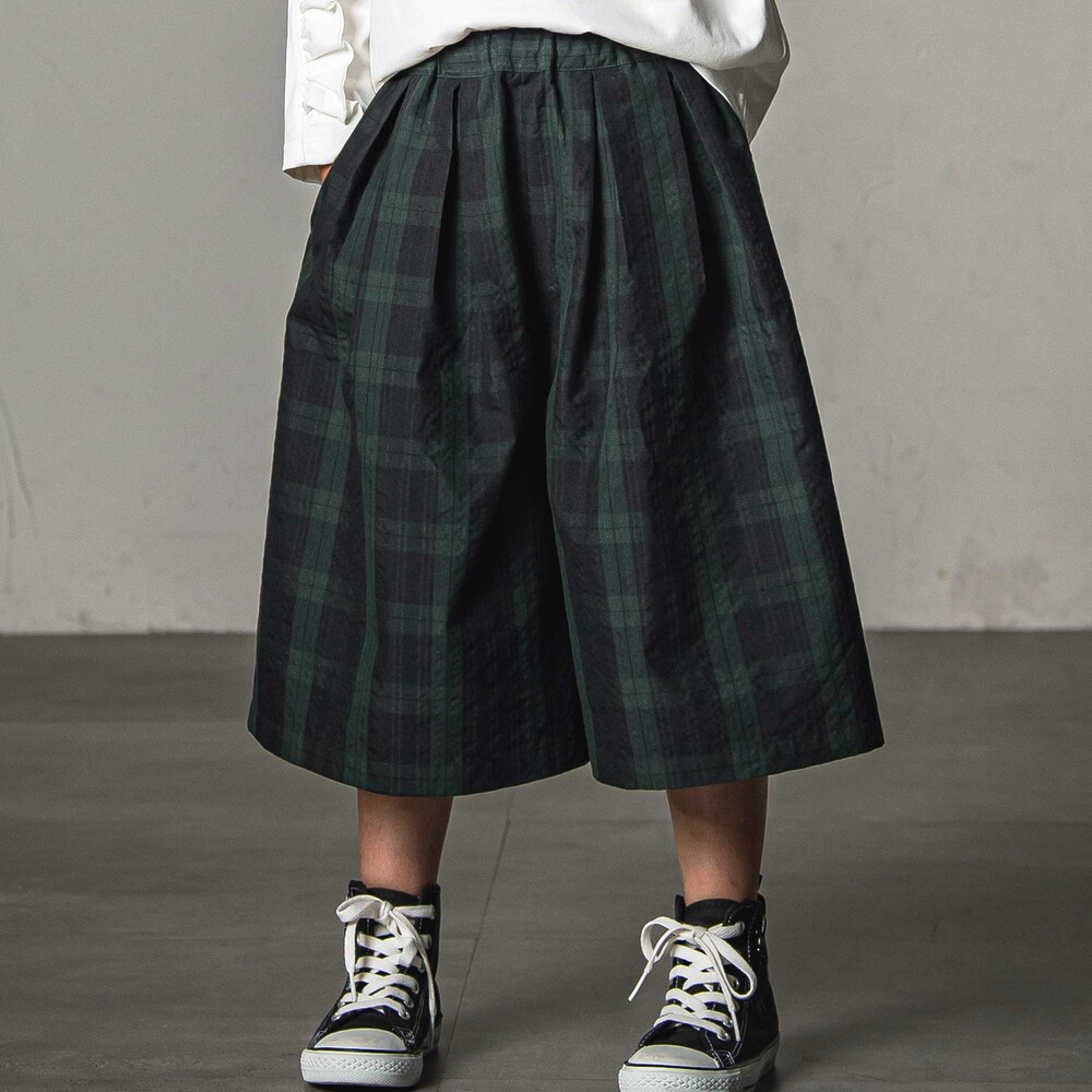 タータンチェック柄ガウチョパンツ親子お揃い(95~140cm)(S(95-110cm