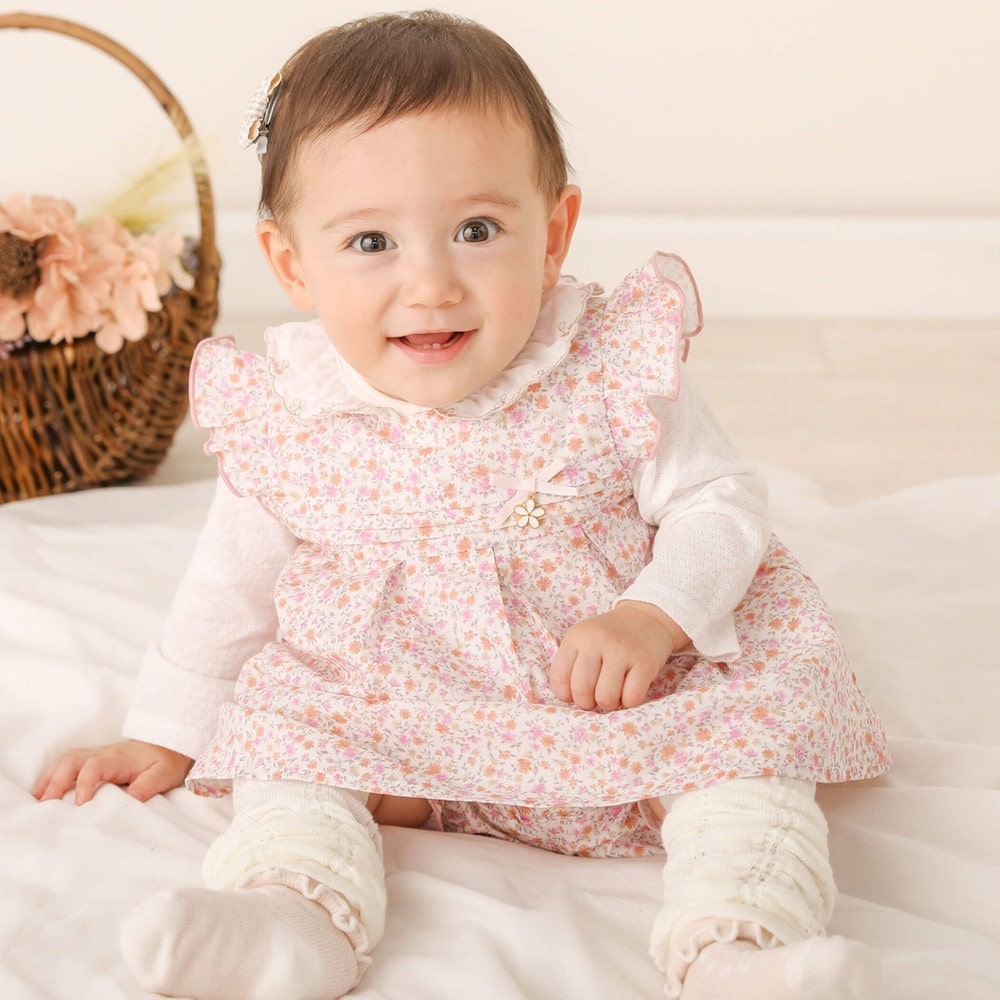 お揃い】花柄デニムタックチュニック+ブルマセットアップベビー(70