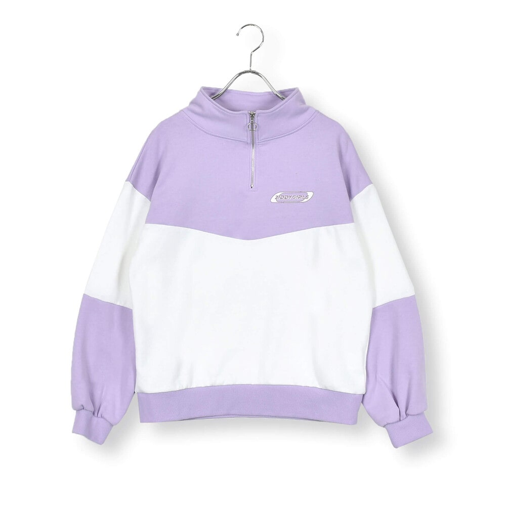 ニコ☆プチ 掲載 】バイカラーハーフジップトレーナー(130~160cm