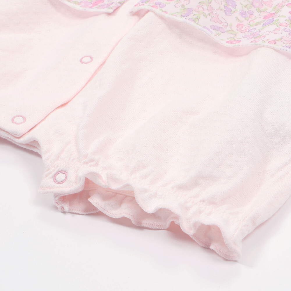 シフォン花プリントレーシーカバーオール(70~80cm)(70cm ピンク系