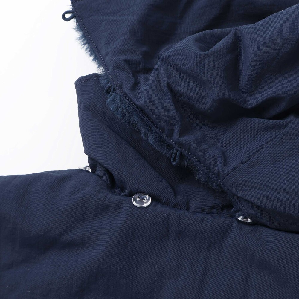 撥水加工】ヴィンテージタフタ裏ファー裾フリルフードブルゾン(80