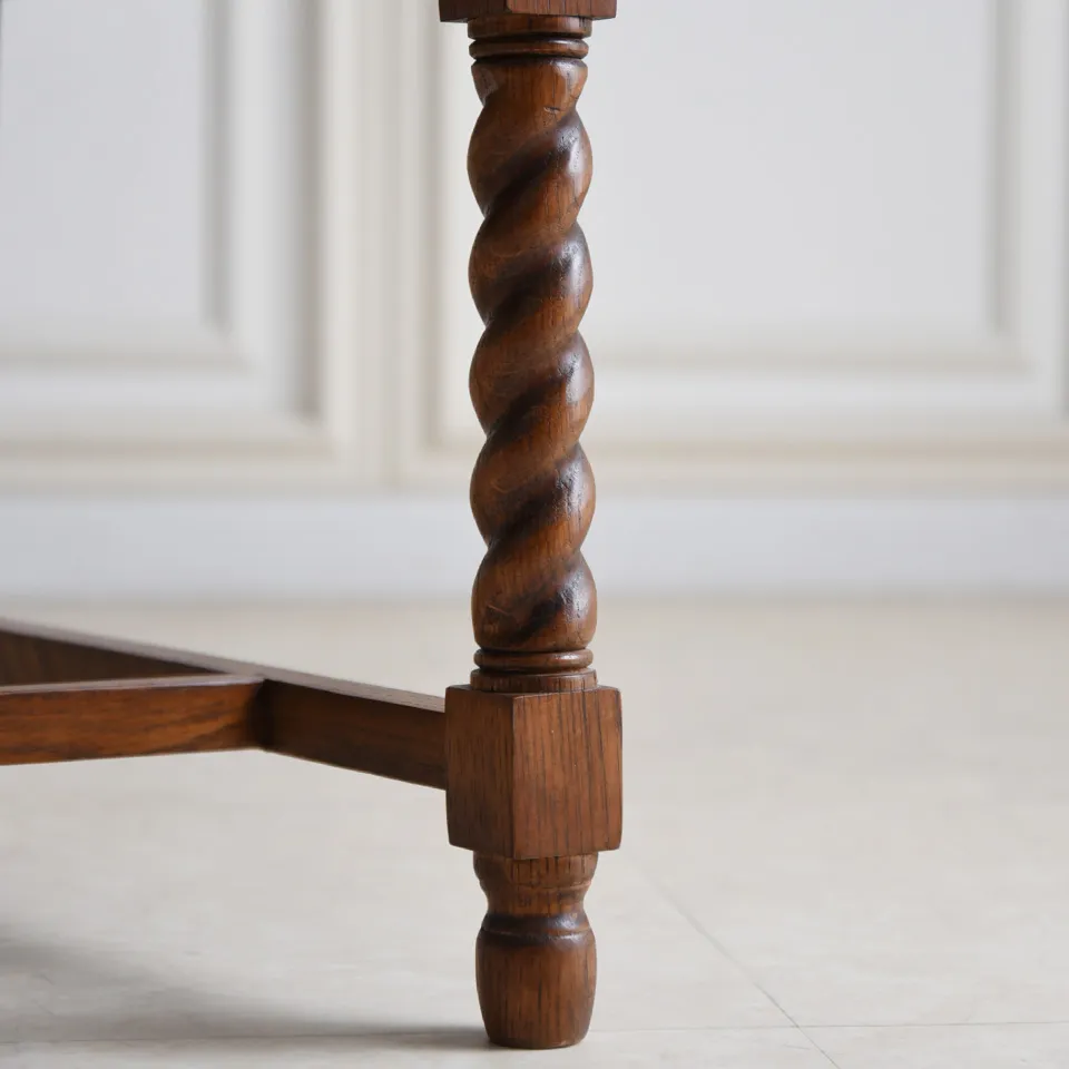 英国風 アンティーク調 ダイニングチェア オーク材 幅45cm｜ロココ調