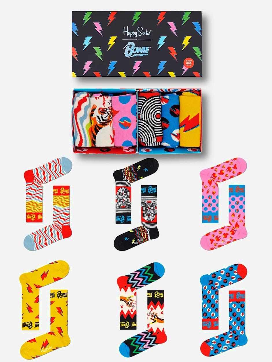 Happy Socks Bowie Giftbox 6-Pack | Heren- en damessokken - XBOW10-0200