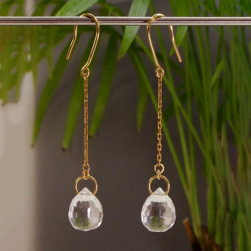 K18ブリオレットカット水晶ピアス ◇ベル宝飾オンラインショップ ◇