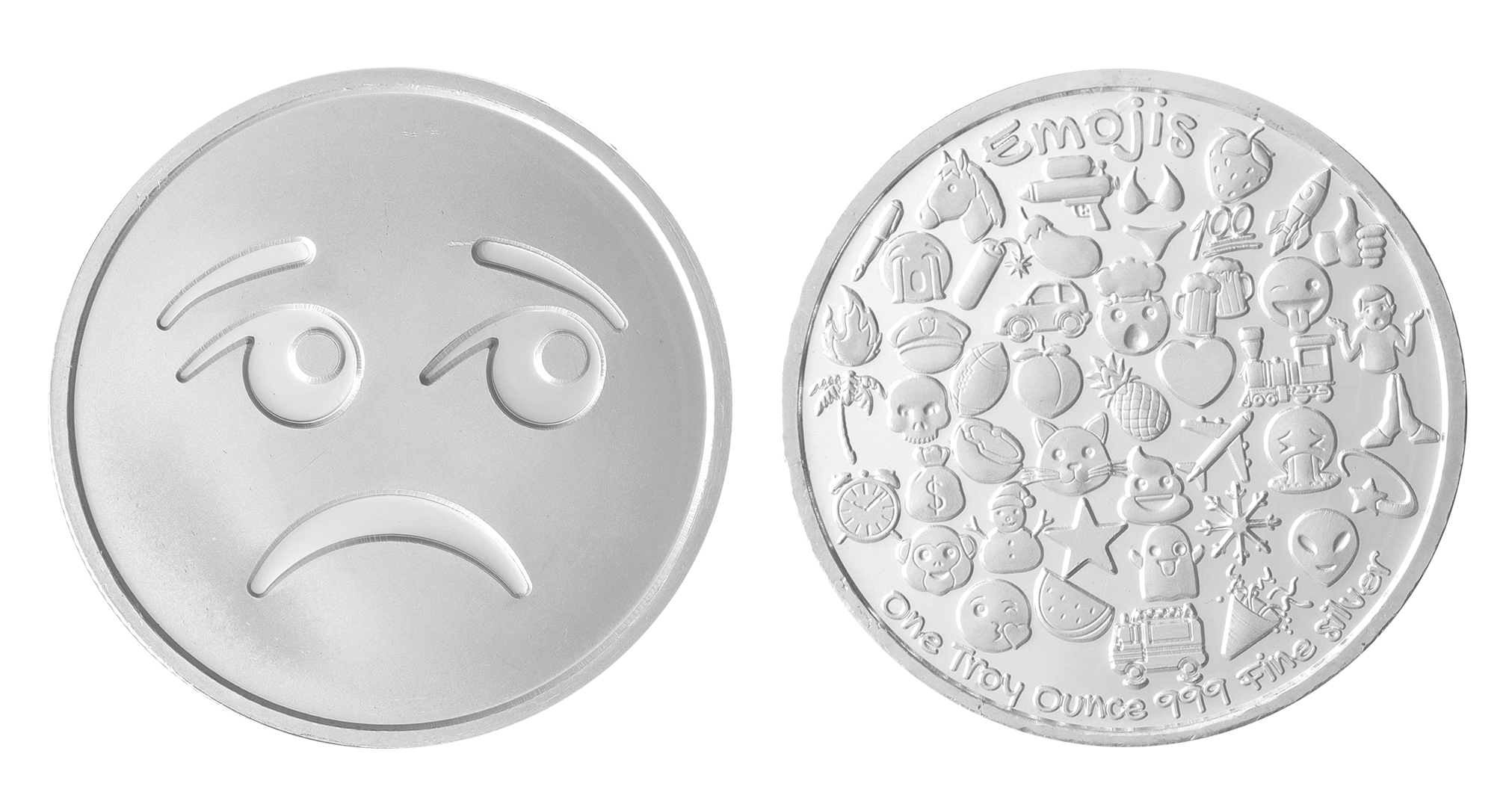 1 oz Sadface Emoji Silver Round - SilverTowne Mint