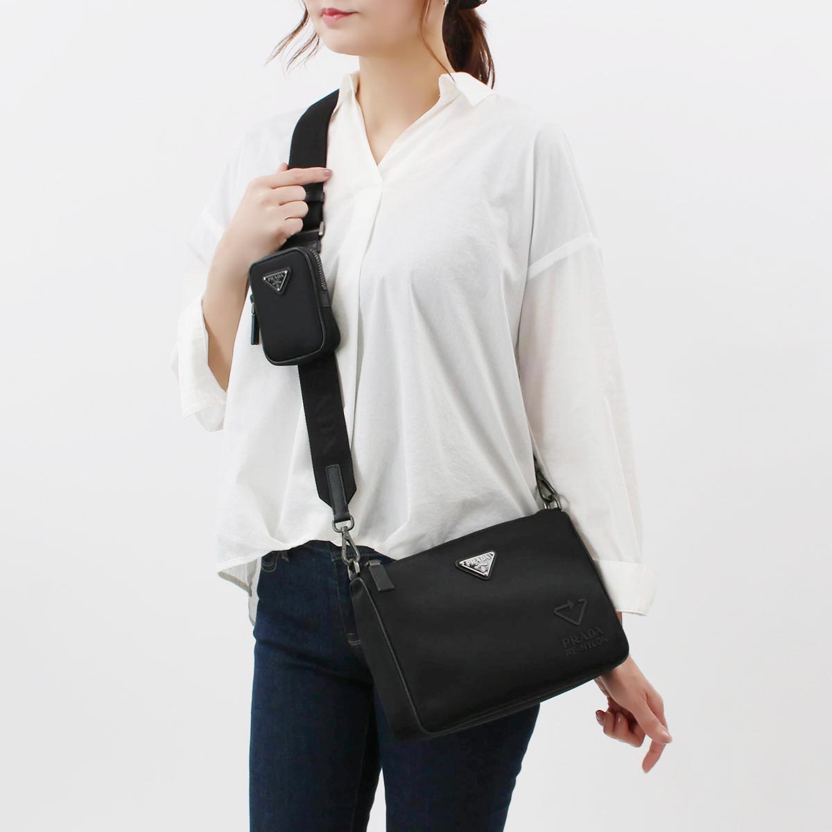 PRADA プラダ ナイロン レザー ショルダーバッグ プラダ PRADA レザー