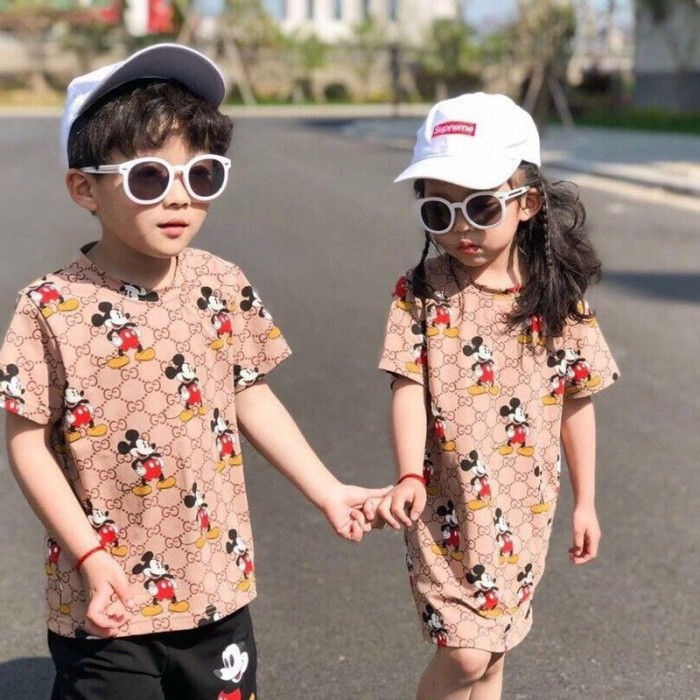 グッチTシャツ子供服男の子と女の子夏服GUCCIロゴ ディズニーミッキー