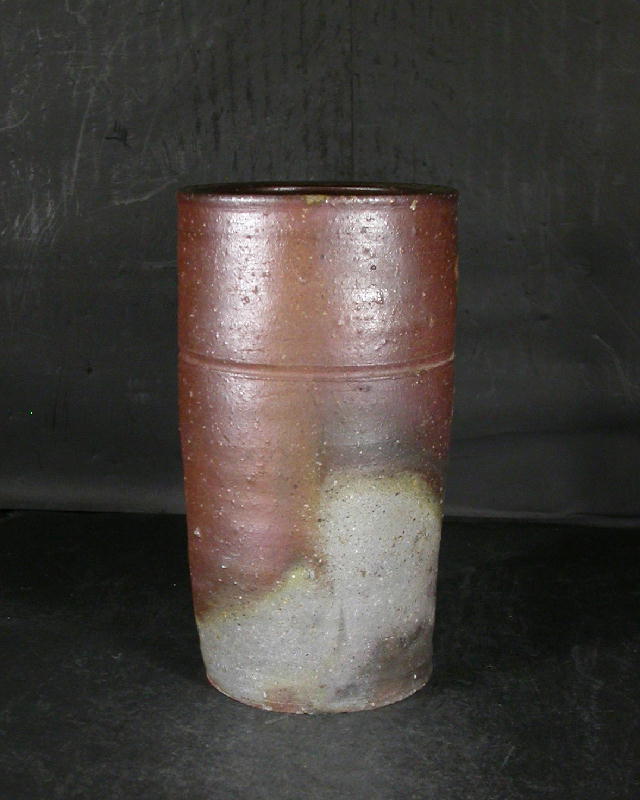 備前焼 登窯 岡山県無形文化財 二代藤田 龍峰 共箱付き桟切り掛花入1