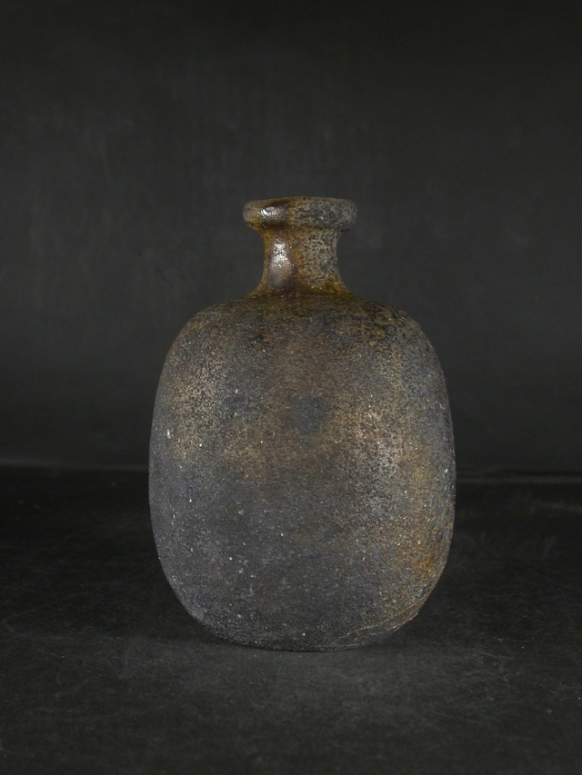 備前焼 登窯 備前焼人間国宝 伊勢崎 淳 四方桟共箱付窯変徳利2 備前焼