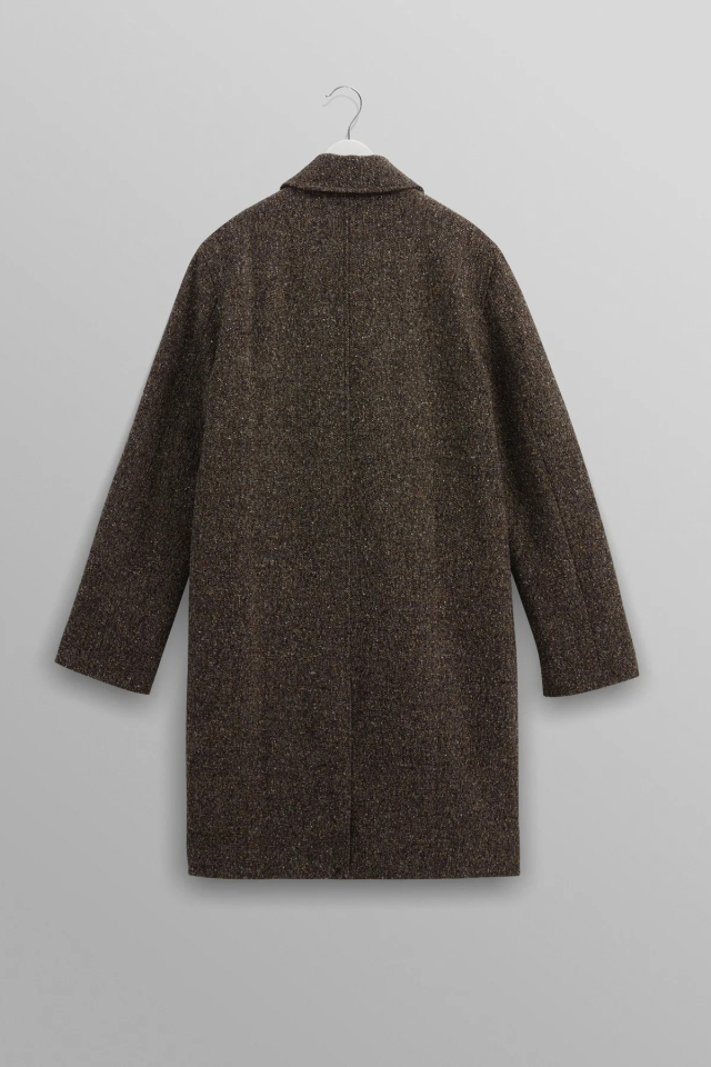 wax london Stan - Brown Fleck Tweed Car Coat B.S.W. market place