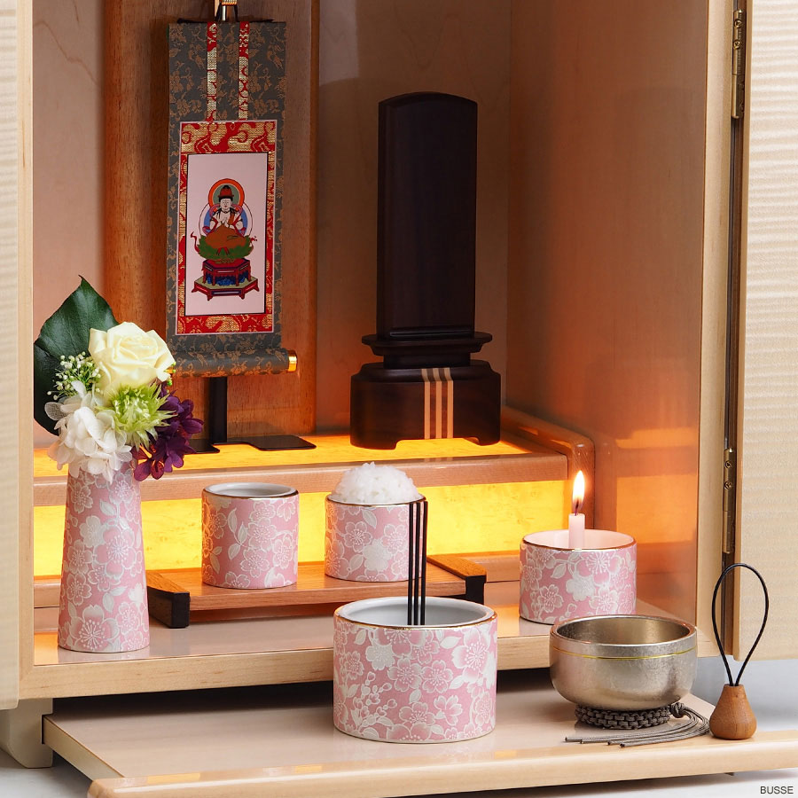 仏具 セット ゆい花 5点 おりんなし (仏具セット ミニ モダン 手元供養