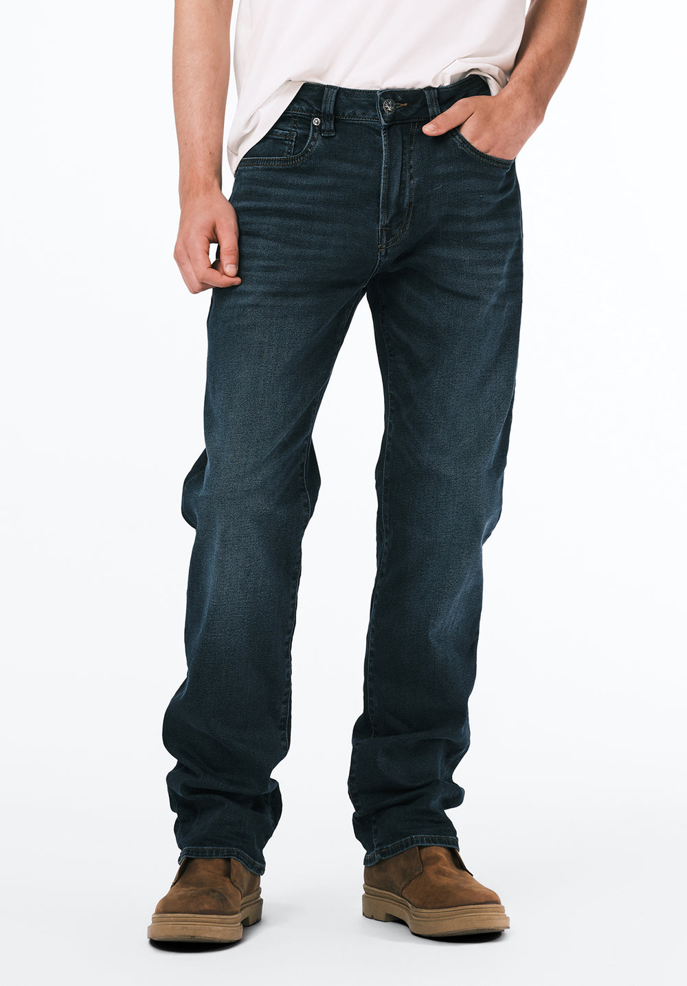 Relaxed Straight Driven Men's Jeans in Crinkled and Sanded Dark
